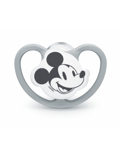 NUK биберон залъгалка силикон 18-36 мес. 1бр Space Mickey+ box - Сив