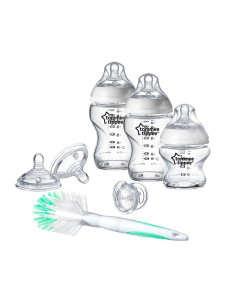Комплект за новородено Tommee Tippee, самостерилизиращо стъкло и четка за шишета
