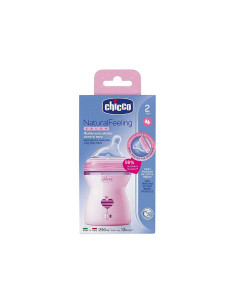 Бебешко пластмасово шише Chicco Natural Feeling, 2м+, 250 мл, момиче 2