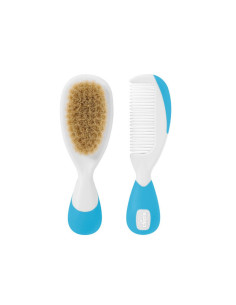 Бебешки четка и гребен естествен косъм Chicco, сини