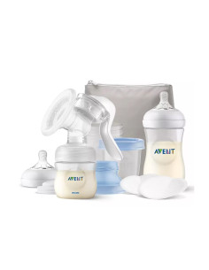 Комлект механична помпа за изцеждане на кърма Philips-Avent Natural Motion с шишета Via и несесер