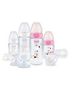 Подаръчен комплект за новородено Nuk First Choice Perfect Start Temperature Control, 10 части, момиче