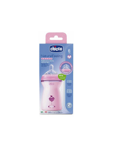 Бебешко пластмасово шише Chicco Natural Feeling, 6м+, 330 мл, момиче