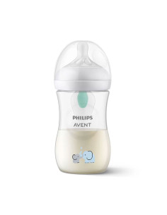 Шише с биберон без протичане 1м+ с клапа AirFree Philips-Avent Natural Response 3.0, 260мл, слон