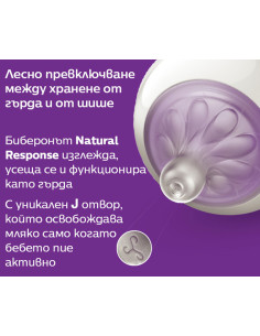 Биберон за хранене без протичане 6м+ Philips-Avent Natural Response 3.0, 2 броя, поток 5 2