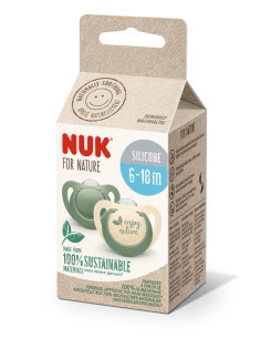 NUK for NATURE биберон залъгалка силикон 6-18 мес. 2бр. Зелена