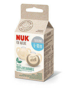 NUK for NATURE биберон залъгалка силикон 6-18 мес. 2бр. Крем