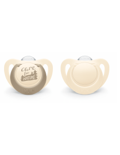 NUK for NATURE биберон залъгалка силикон 6-18 мес. 2бр. Крем 2