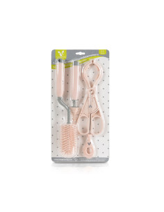 Комплект четки и щипки за шишета Cangaroo, розов 2
