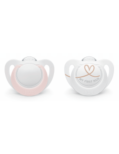 NUK бибeрон залъгалка силикон 0-2мес. 2бр. STAR момиче