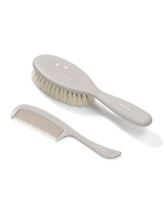 Гребен и четка с естествен косъм BabyOno, сиви