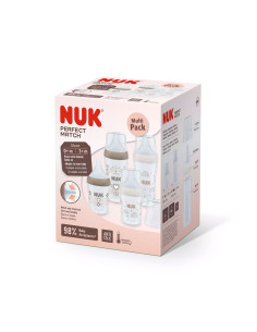 Комплект 4 бебешки пластмасови шишета Nuk Termo Control Perfect Match, 2х150 мл и 2х260 мл, дъга