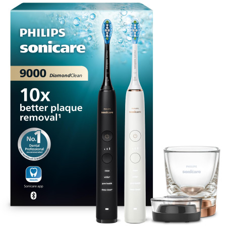 Комплект електрически звукочестотни четки за зъби Philips Sonicare DiamondClean Series 9000, черно и rose gold HX9914/57