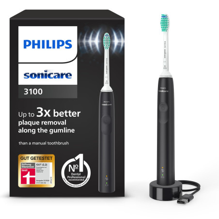 Електрическа звукочестотна четка за зъби Series 3100, черна, Philips Sonicare HX3671/14