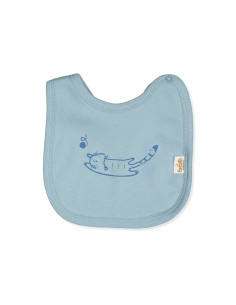 Bebetto - Бебешки лигавник интерлок Organic Sleepy Cat C1112I, момче, 3+ м. 2