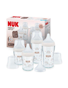 Nuk - Комплект 4 броя стъклени шишета 2 х 120мл и 2 х 230мл, Дъга