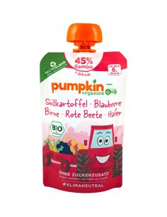 Пюре от сладък картоф, боровинка, круша, червено цвекло и овес - био, Pumpkin Organics, 100 г