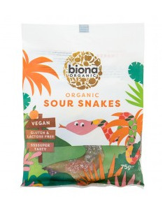Био желирани бонбони Sour Snakes - без желатин - 75 гр
