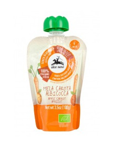 Пюре от ябълка, морков и кайсия - био, Alce Nero, 100 г