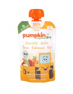 Пюре от морков, ябълка, круша, кокос и ориз - био, Pumpkin Organics, 100 г