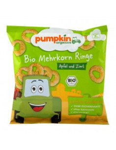 Хрупкави зърнени кръгчета с ябълка и канела - био, Pumpkin Organics, 20 г