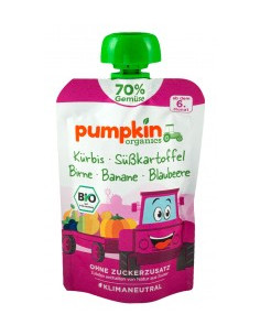 Пюре от тиква, сладък картоф, круша, банан и боровинка - био, Pumpkin Organics, 100 г