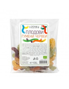 Плодови гумени червейчета, захаросани - био, ZoyaBG , 100 г