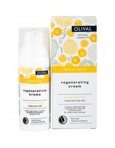 Регенериращ крем за лице с масло от безсмъртниче - комбинирана и мазна кожа, Olival, 50 г
