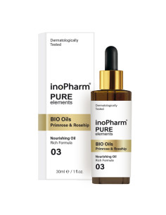 Серум за лице и шия InoPharm с БИО масла от шипка и вечерна иглика, 30мл
