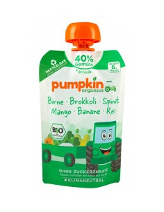 Пюре от круша, броколи, спанак, манго, банан и ориз - био, Pumpkin Organics, 100 г