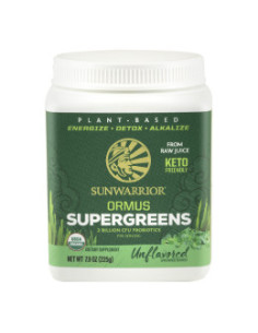 Микс със зелени суперхрани Ormus Supergreens, неовкусен - био, Sunwarrior, 225 г