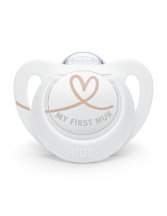 Силиконова залъгалка Nuk Star, 1 брой, с кутийка, 0-6м, бяла със сърце