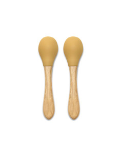 Lorelli - Силиконови лъжички с бамбук 2 бр, yellow 2