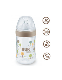 Бебешко пластмасово шише Nuk for Nature Termo Control, PP, размер M, 260мл, силикон, 0м+, кафяво 2