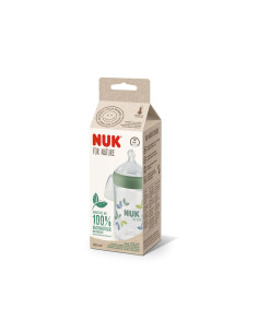 Бебешко пластмасово шише Nuk for Nature Termo Control, PP, размер M, 260мл, силикон, 0м+, зелено