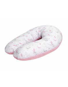 Lorelli - Възглавница за кърмене 190 см Ранфорс, розови луни и звезди