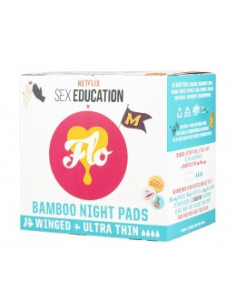 Бамбукови дамски превръзки с крилца - нощни, Here We Flo, 14 бр