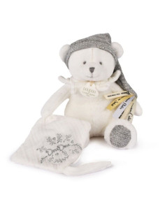 Плюшено мече за гушкане Doudou + кърпа и клипс за залъгалка 20 см, DC4335 2