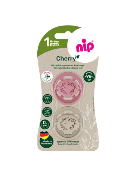 Залъгалки NIP Cherry Green, 2 бр., 0-12 м.