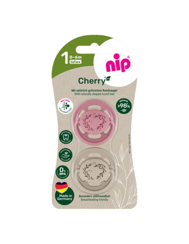 Залъгалки NIP Cherry Green, 2 бр., 0-12 м.