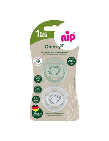Залъгалки NIP Cherry Green, 2 бр., 0-12 м.
