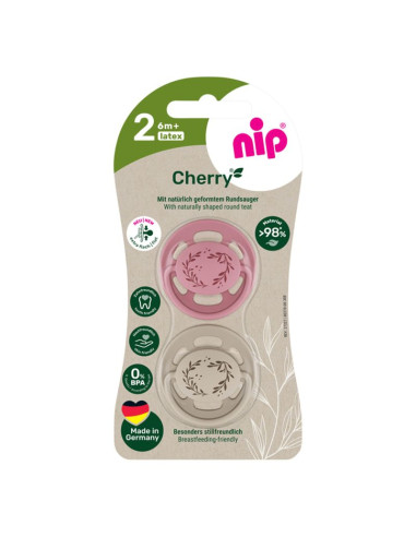 Залъгалки NIP Cherry Green, 2 бр., 0-12 м.
