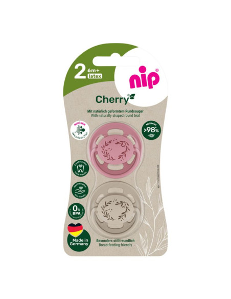 Залъгалки NIP Cherry Green, 2 бр., 0-12 м.