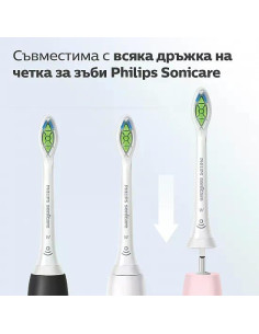 Комплект от 2 броя накрайници W2 Optimal White HX6062/87 за електрически четки за зъби Philips Sonicare, твърдост на косъмчет 2