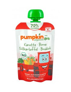 Пюре от морков, круша, сладък картоф и броколи - био, Pumpkin Organics, 100 г
