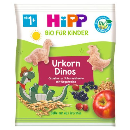 HIPP 82013 БИО Динозаври с плодове, зърнен снакс, 30 гр