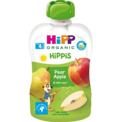 HIPP 8572 HiPPiS Био Круша и ябълка , плодова закуска, пауч, 100 гр