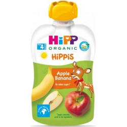 HIPP 8573 HiPPiS БИО  Ябълка и банан, плодова закуска, пауч, 100 гр