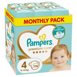 PAMPERS 9% ДДС Premium Care Размер 4, пелени, MSB, 174бр.