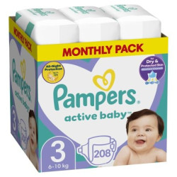 PAMPERS 9% ДДС Active Baby Размер 3, пелени, Миди MSB, 208бр.